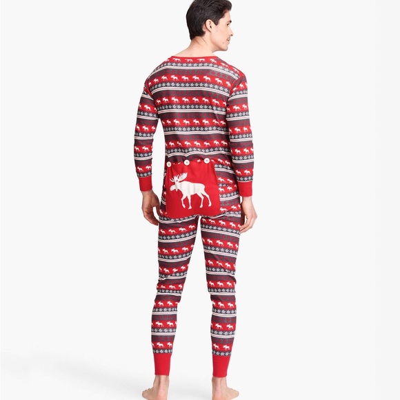 Little Blue House Fair Isle Moose Adult Union Suit - Picture 3 of 6